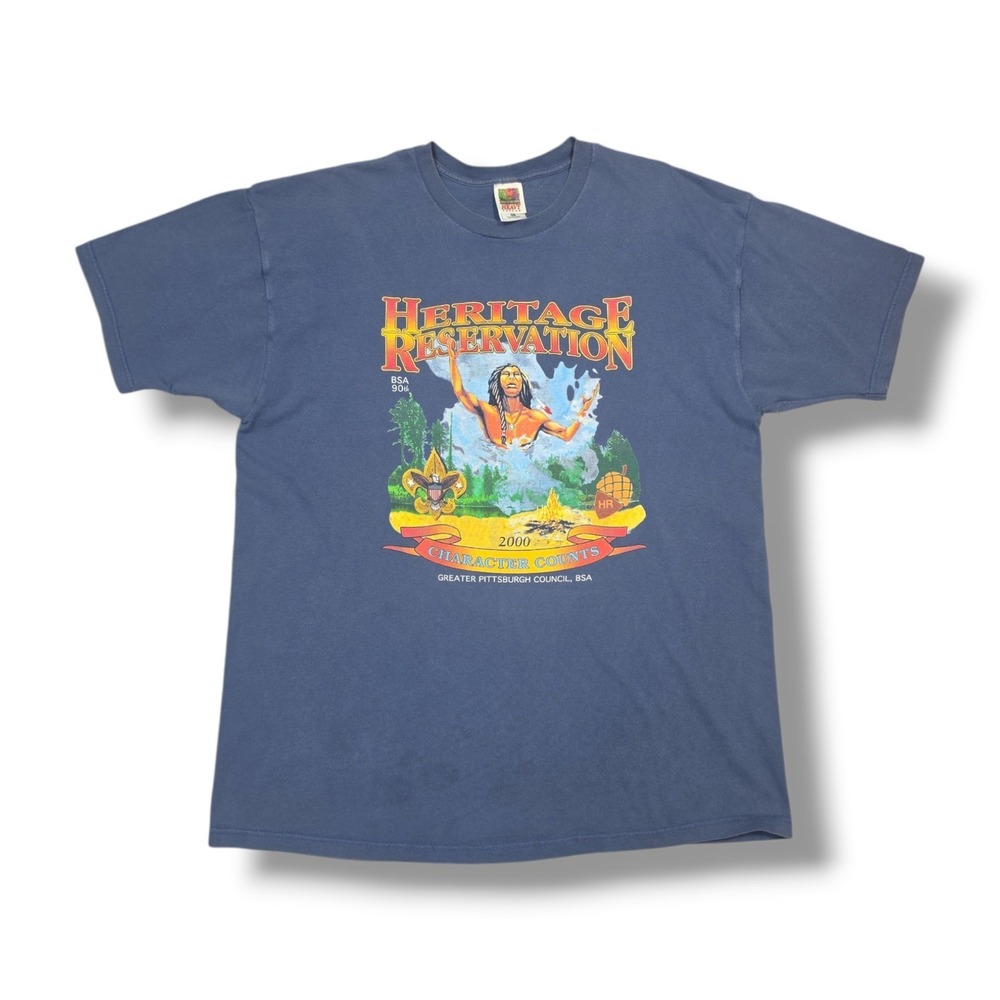 Vintage Boy Scouts Heritage Reservation Character Counts Blue T-Shirt Men's 2XL